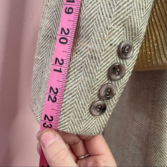 Vintage Plaisir Paris New York Spring Herringbone Wool Coat - Picture 7 of 11